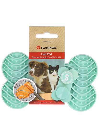 Lick Pad Yummee ФЛАМІНГО ЛИЗАЛЬНИЙ КИЛИМОК антистрес для собак і котів, S: 15х8,6х1,9 см, м’ятний (5400585249651) Flamingo (347067607)