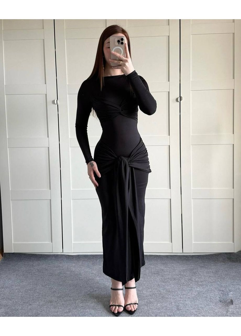 Черное праздничный, коктейльное, вечернее женское элегантное платье силуэтная Avanti однотонное