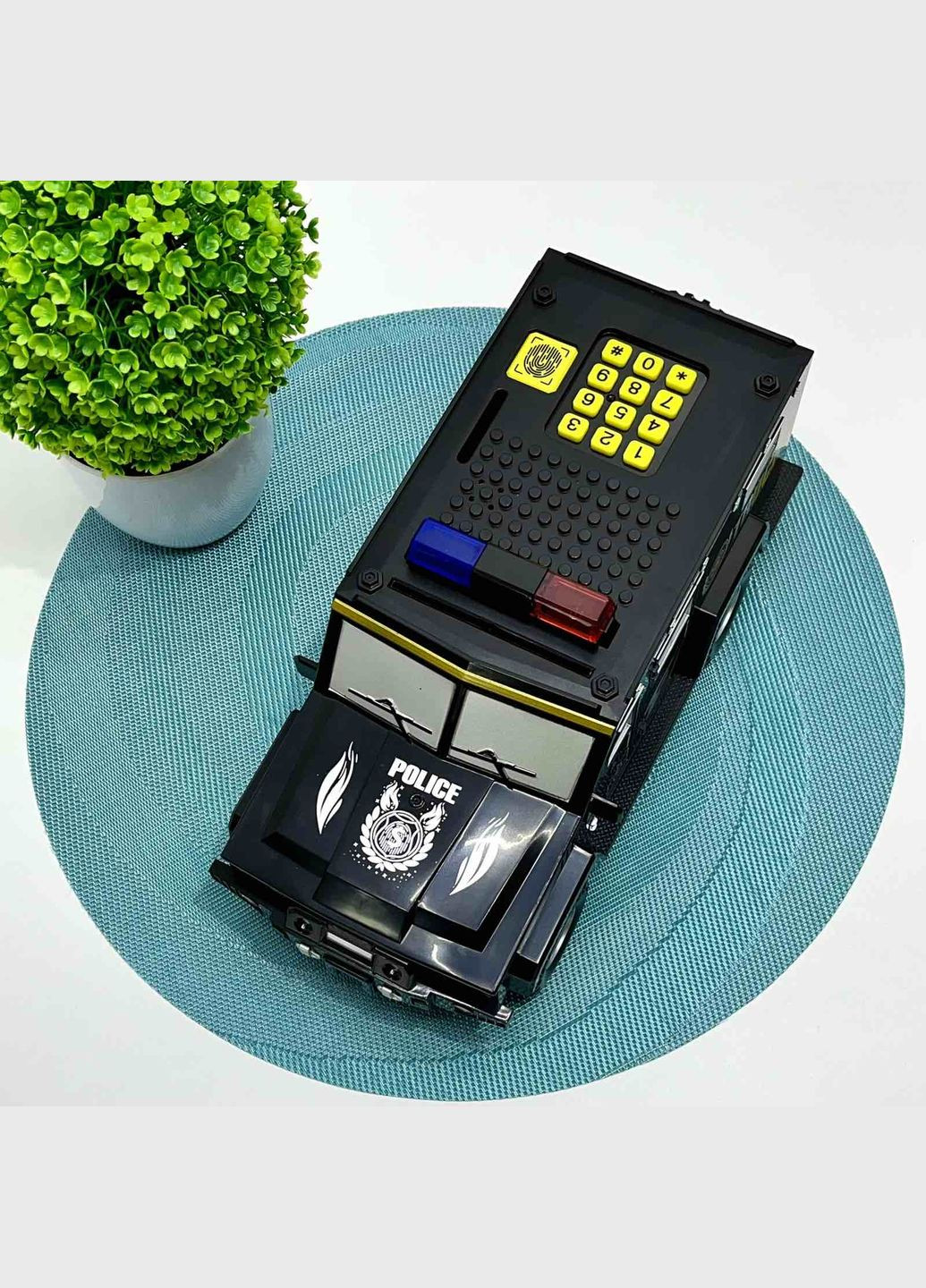 Сейф-копилка Машина полицейская 3в1 с кодовым замком 30см Черная (DSM-6672) No Brand (305404681)