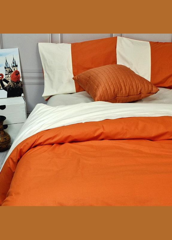 Постельное белье PREMIERE Оранжевое/Пломбирное мороженое Ранфорс Евро MERISET (306740082)