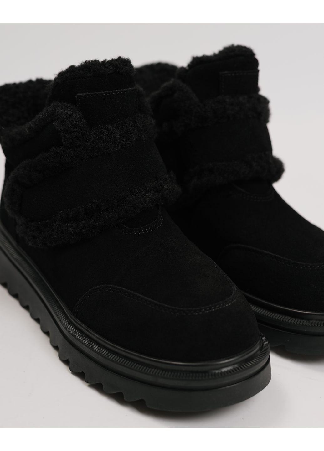 Зимние ботинки зимние на липучке замша шерсть Lola Andy из натуральной замши