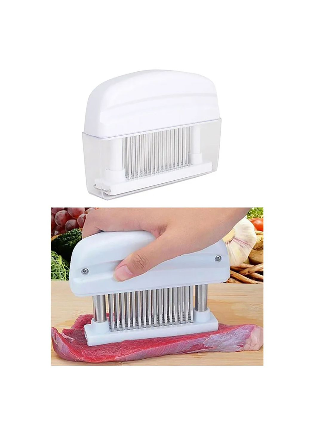 Тендерайзер для мяса размягчитель мяса ручной универсальный разрыхлитель для стейков Белый Kitchen Master (304153175)
