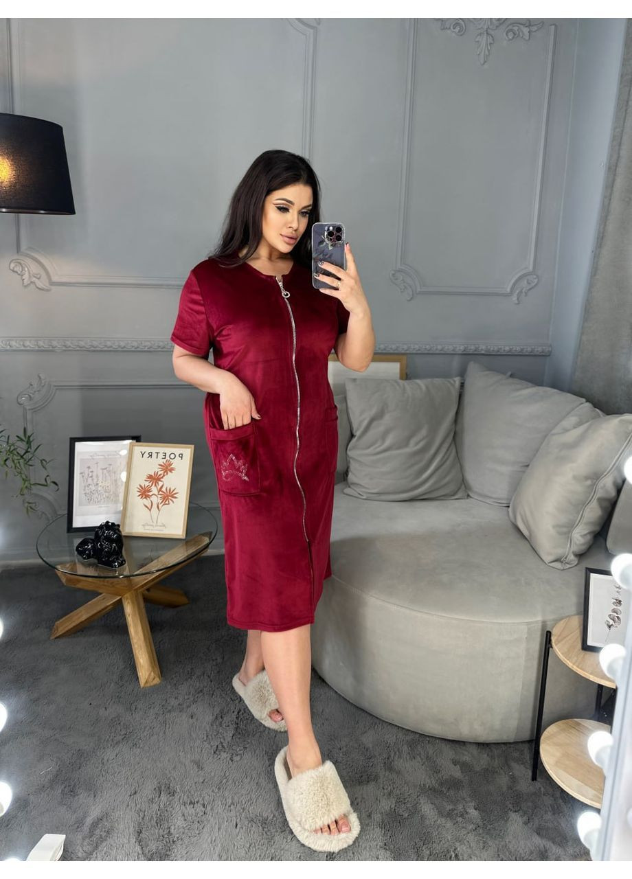 Халат високоякісний велюр на блискавці з кишенею Україна (366089269)