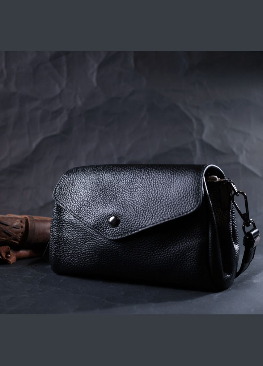 Жіноча шкіряна сумка через плече із трикутним клапаном Vintage чорна (sku_22254) No Brand (329853146)