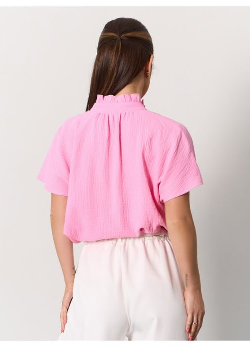 Розовая свободная муслиновая блуза No Brand