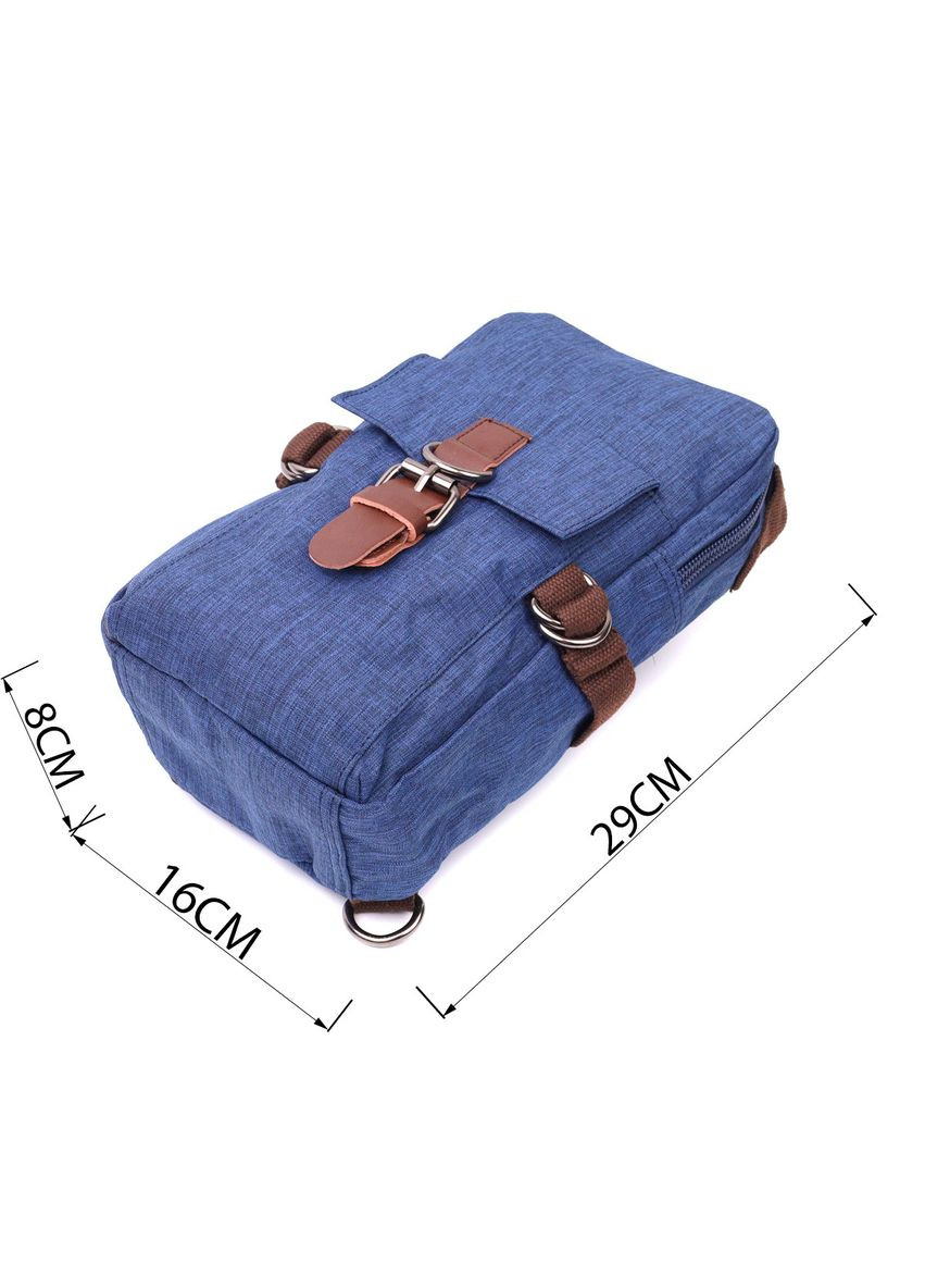 Сумка слінг чоловіча через плече із щільного текстилю синя 22190 Vintage (362418041)