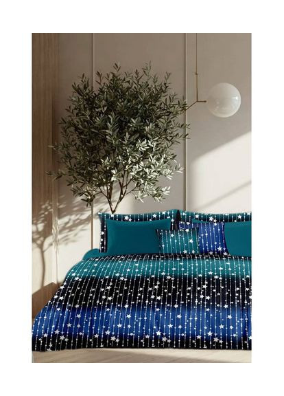 Двуспальный комплект постельного белья Dark Blue 100% Хлопок 180х220 см (Bl2-7729) Vital-Textile (367087353)