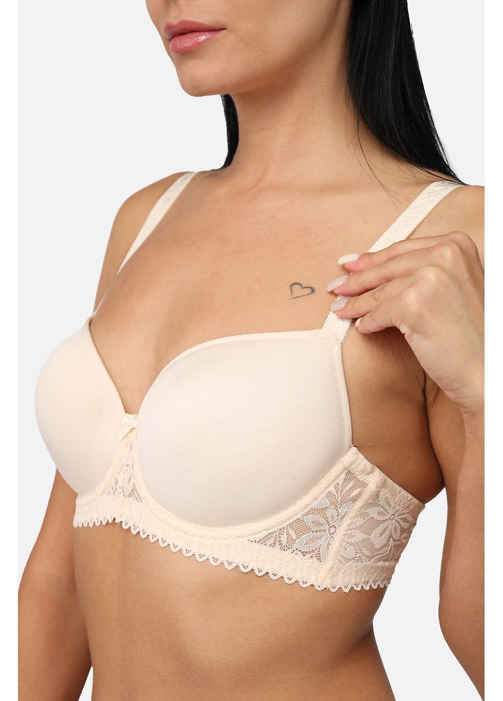 Бежевий бюстгальтер балконет жіночий колір бежевий cb-00278896 No Brand мереживо