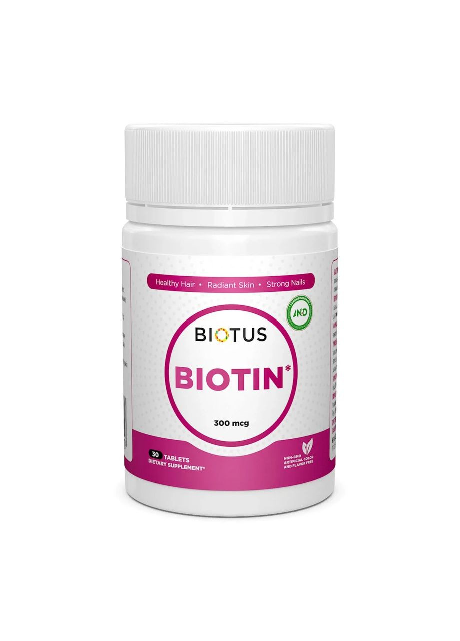 Біотин Biotin, 300 мкг, 30 таблеток Biotus (361117442)