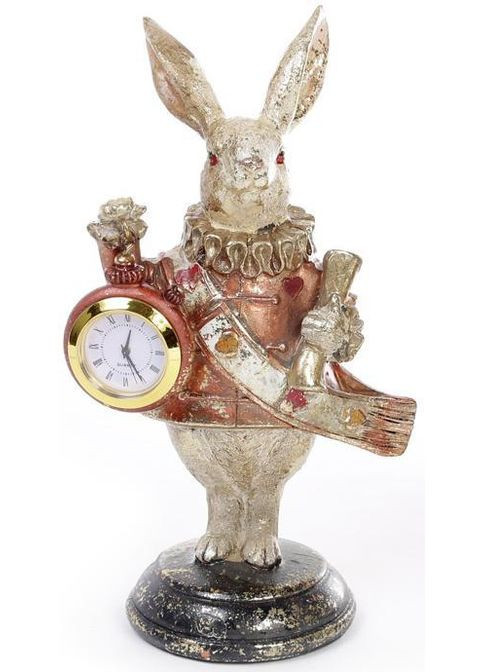 Декоративная фигурка с часами "Белый Кролик" 21см, медный кафтан. Bona (329895082)