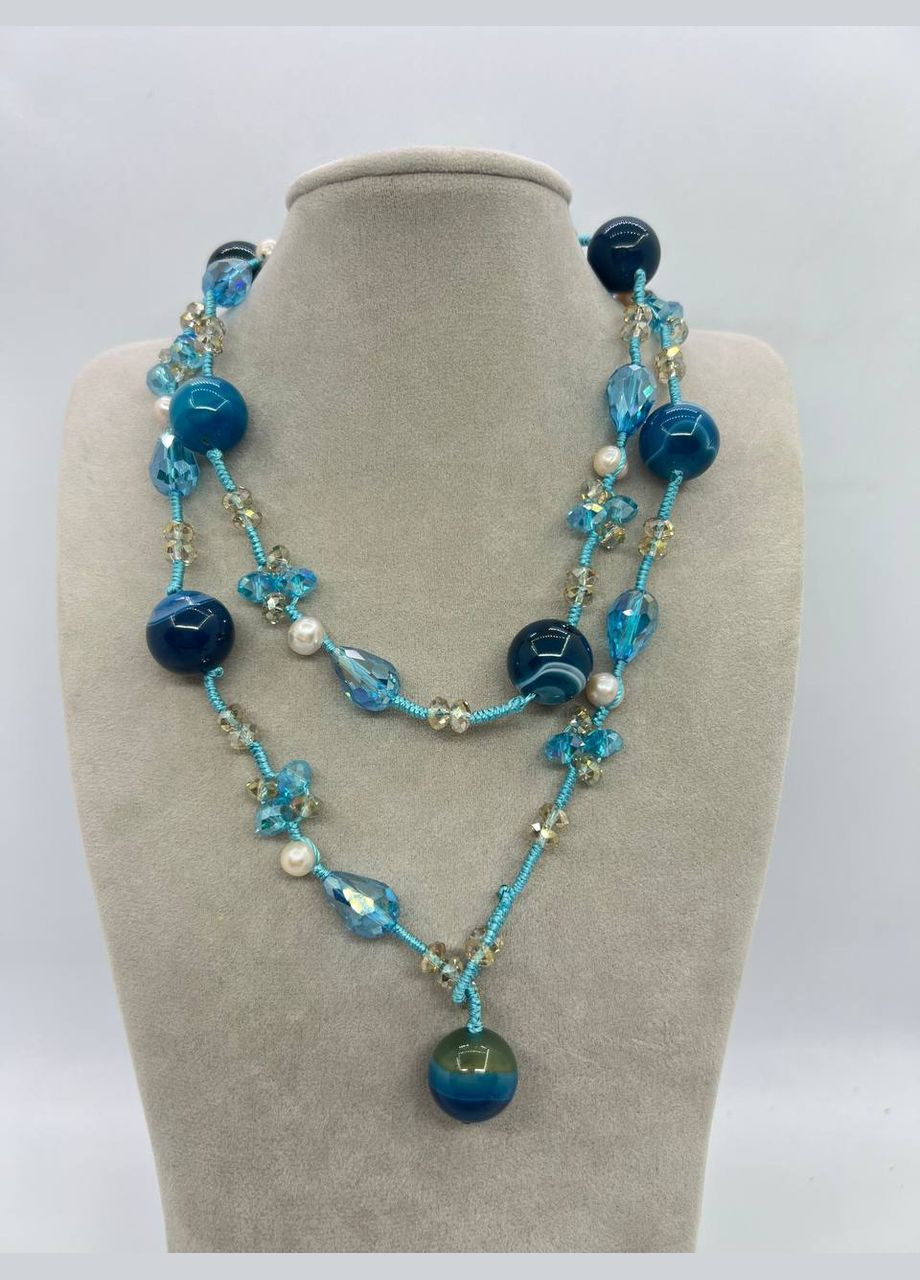 Намисто агат та чеське скло 16 мм 82 см No Brand (322007181)