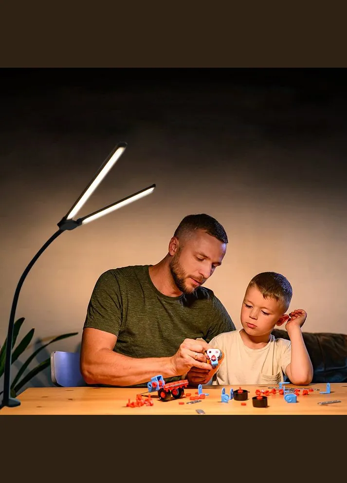 Подвійна світлодіодна настільна лампа Double Lamp Led HL-8010B 10Вт чорна Black Owl (326051857)
