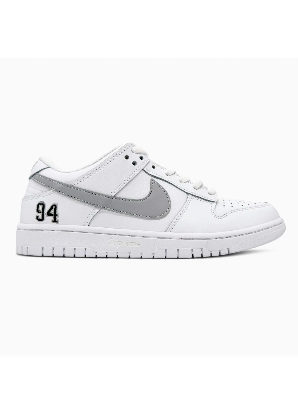 Білі кросівки чоловічі nike sb dunk low x supreme white/grey найк сб данк білі демісезон No Brand