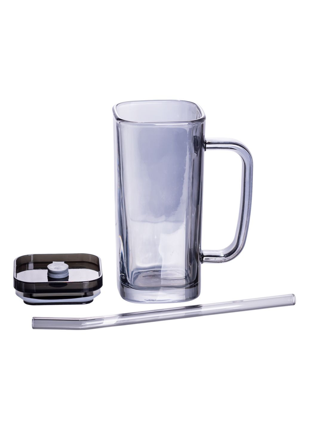 Чашка скляна Essentials 280 мл з кришкою та трубочкою, димчастий Yiwu (371644723)