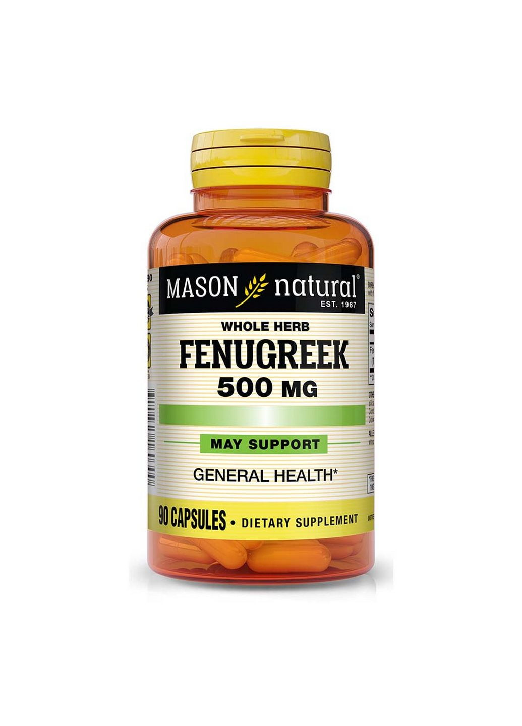 Стимулятор тестостерона Fenugreek 500 mg, 90 капсул Mason Natural (293420175)