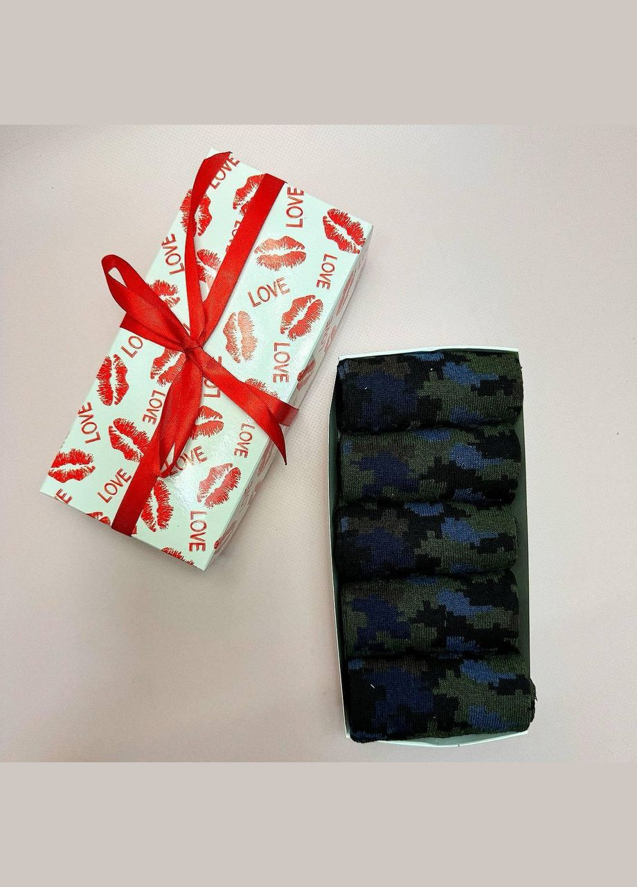 Комбіновані набір чоловічих шкарпеток 40-45 на 5 пар у подарунковій коробці Vakko (306424127)