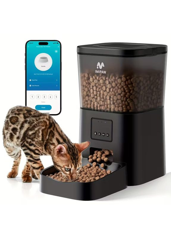 Автоматична годівниця для сухого корму з Smart Wi-fi управлінням через додаток, USB/батарея, 31х32х18см, 4 л No Brand (362231952)