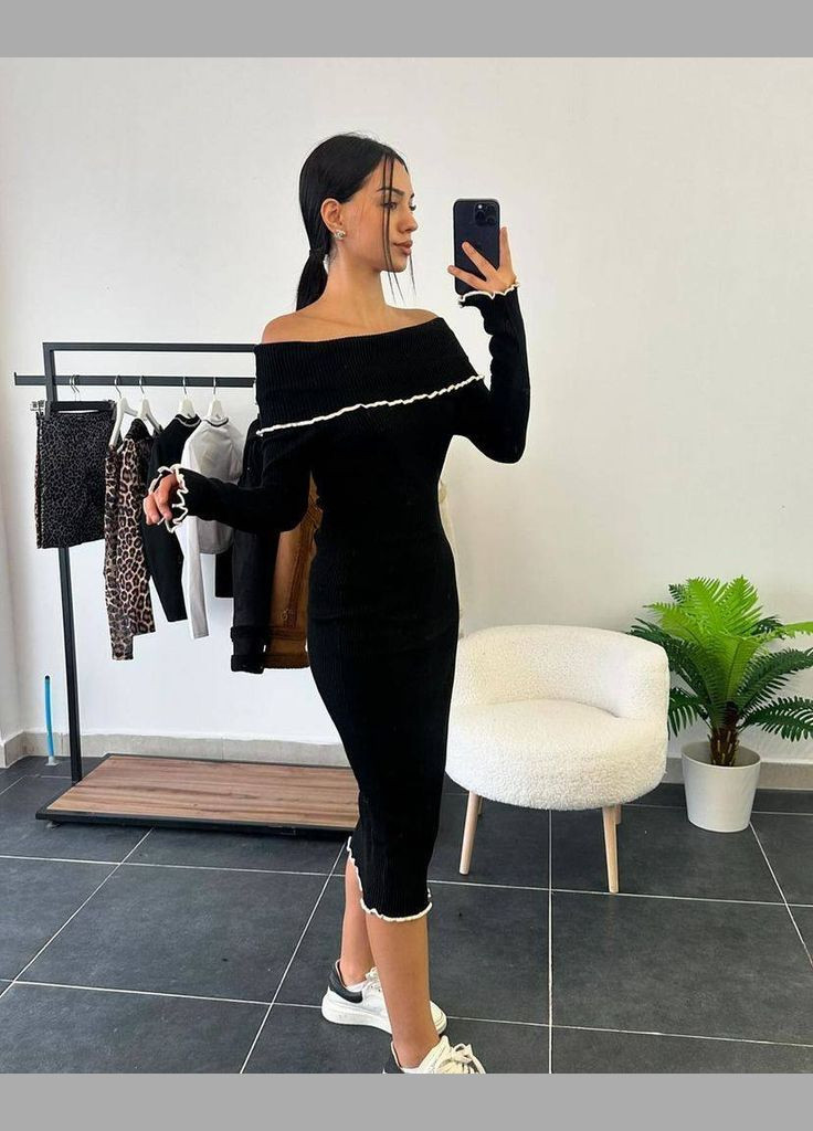 Черное повседневный, кэжуал, джинсовое платье женское No Brand однотонное