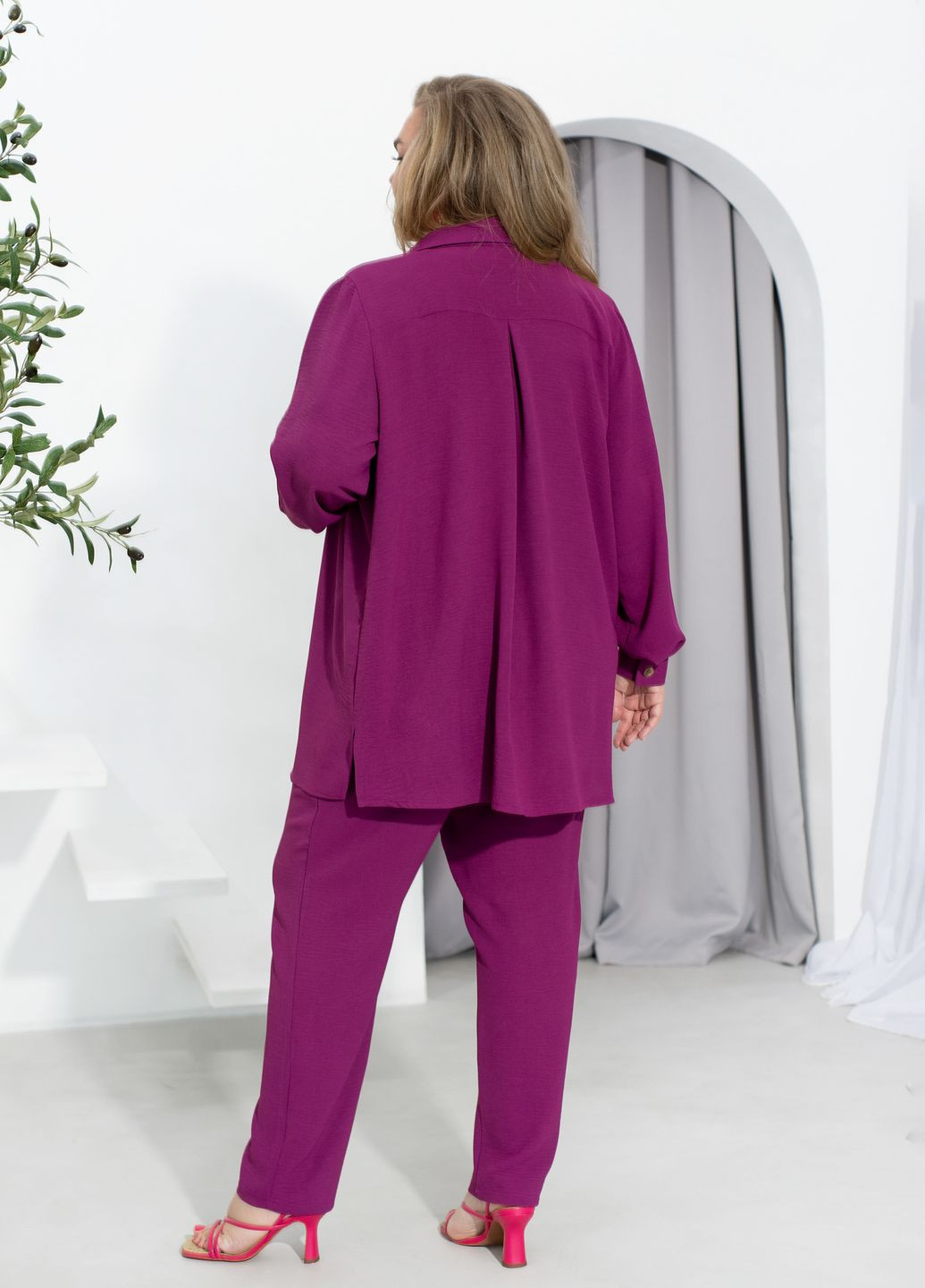 Костюм женский тройка из крепа (рубашка + майка + брюки) No Brand (331172592)