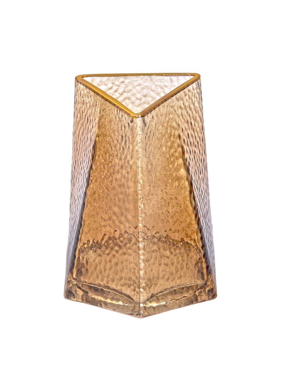 Декоративная треугольная стеклянная ваза с золотым ободком, 13 x 11,5 x 15,5 см. Jooki (360921244)