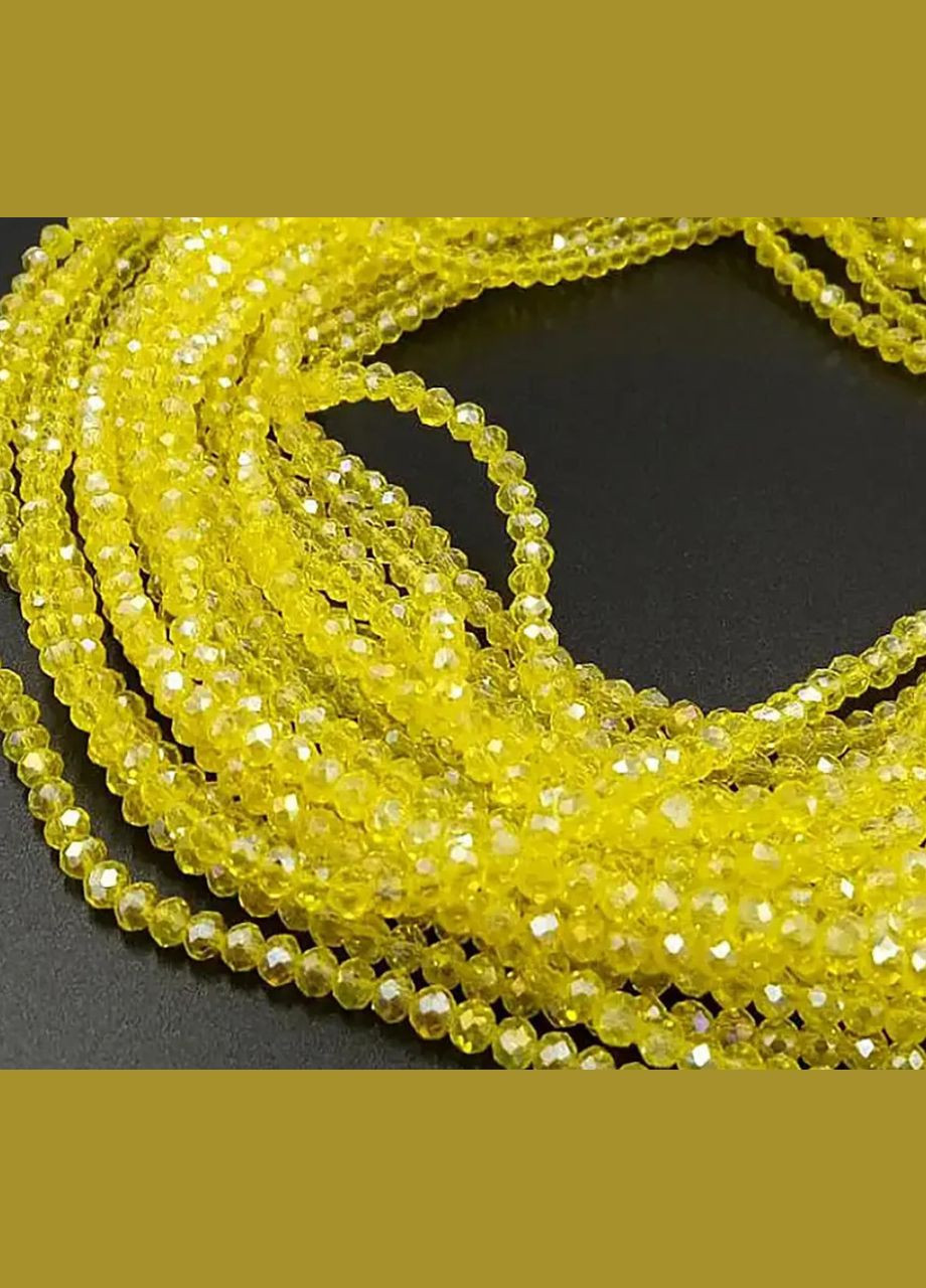 Намистини кришталеві Рондель, 3х2,4 мм, прозорі АВ, жовті, 175 шт No Brand (340486393)