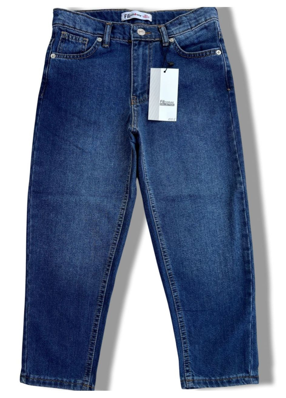 Синие демисезонные джинсы мом для девочки fili kids синие 1001 164 см No Brand