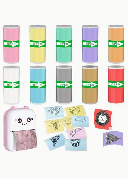 Разноцветный набор самоклеящейся бумаги для термопринтера 10 рулонов RUL-10 No Brand (326800931)