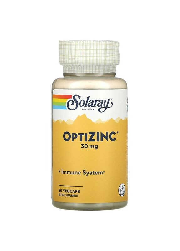 OptiZinc 30 мг Опті Цинк підтримка імунної та ендокринної системи 60 рослинних капсул Solaray (263516178)