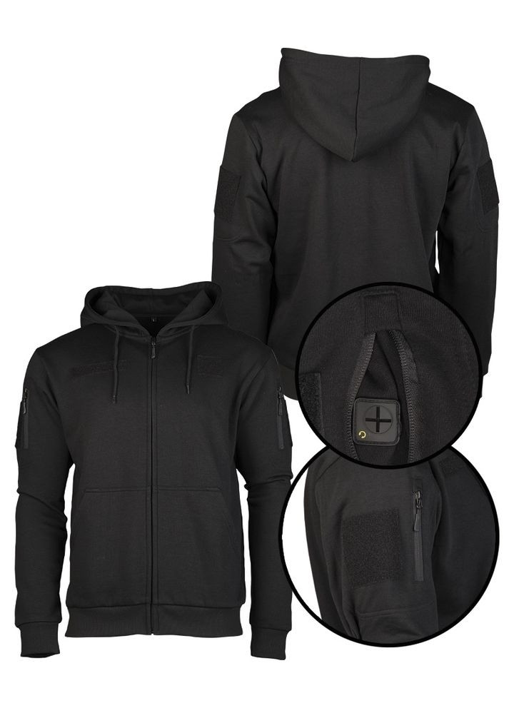 Реглан з капюшоном на блискавці TACTICAL HOODIE Black Mil-Tec (315822517)