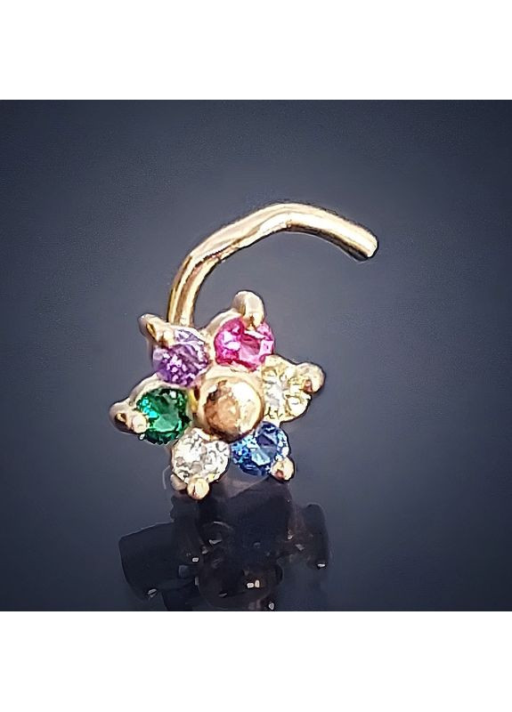 Пирсинг в нос цветок из золота с фианитами. No Brand (355921959)