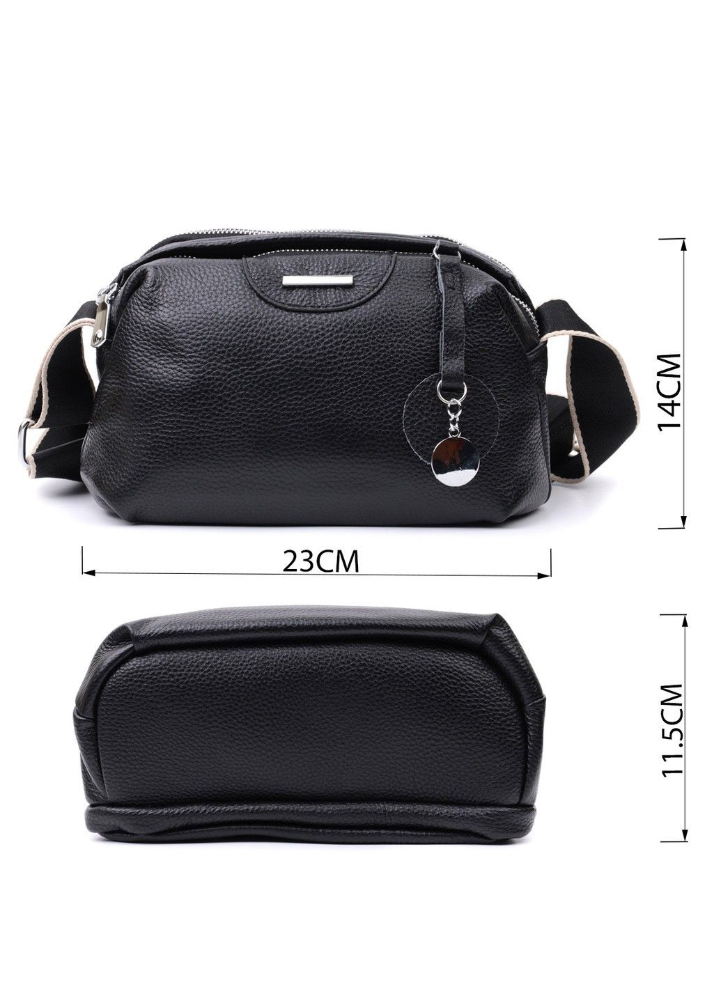 Сумка на два відділення з натуральної шкіри 22592 Чорна Vintage (297993066)