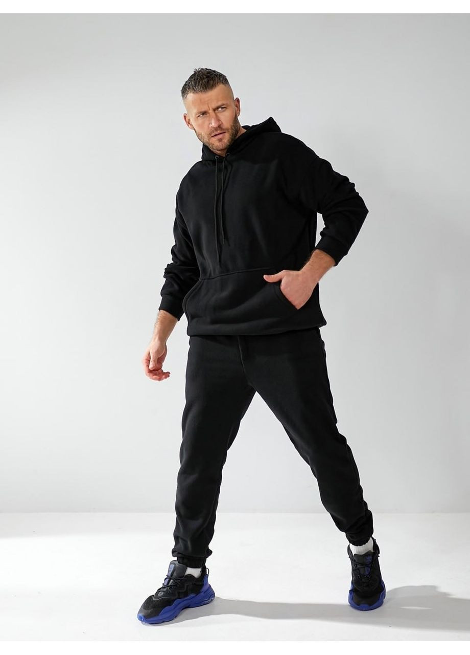 Чорний демісезонний костюм (худі, штани), колір чорний No Brand