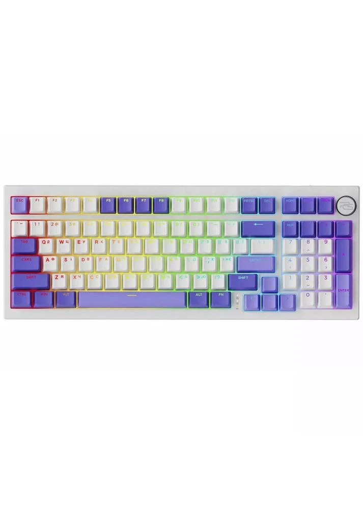 Беспроводная клавиатура Gaming Slicker Special Edition White-purple, 4000mAh, Hot-Swap, RGB, 2.4GHz/Bluetooth/USB, ENG + UA Proove (381050527)