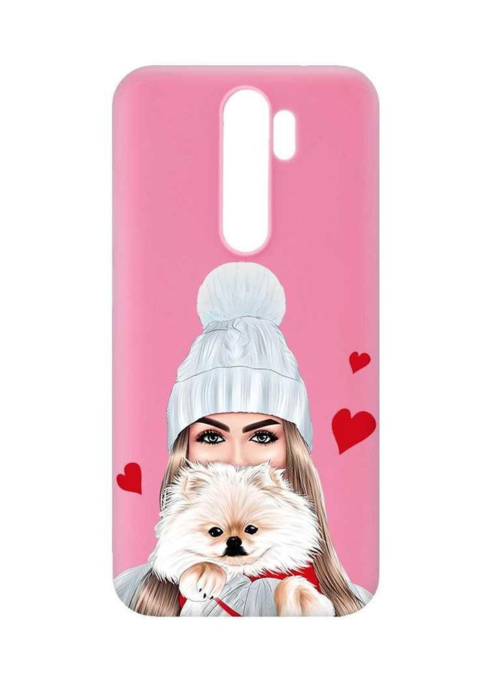 Матовий рожевий чохол на Xiaomi Redmi Note 8 Pro Дівчина з песиком (принт 142) Creative (362965230)