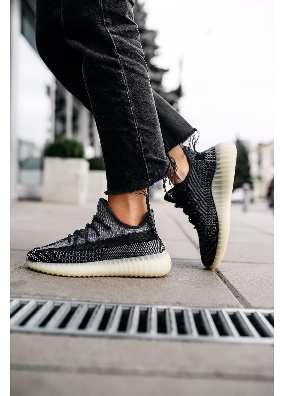 КРОССОВКИ ЖЕНСКИЕ ADIDAS YEEZY BOOST 350 V2 ASRIEL АДИДАС ИЗИ БУСТ No Brand чёрные демисезоны (369387329)
