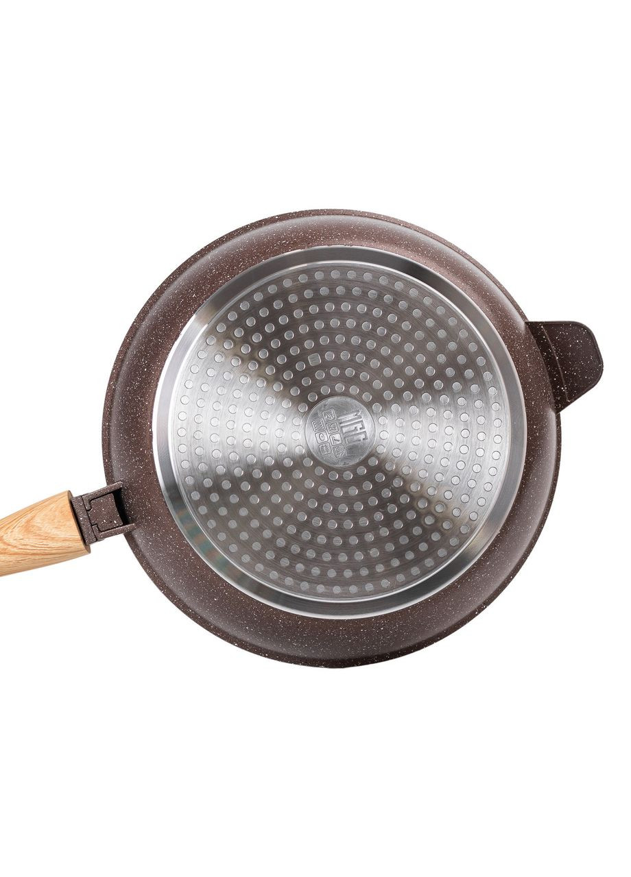 Сковорода алюмінієва 3.5 літра глибока зі скляною кришкою Ø 28 см кавова HP-4-465CO MGC (370802516)