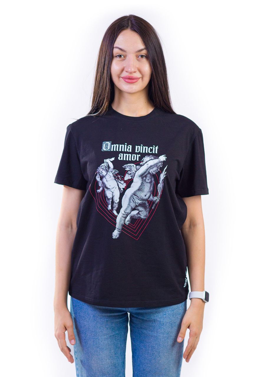 Чёрная футболка унисекс черная с коротким рукавом с принтом omnia vincif amor #2 (кулир) раз. xl 4PROFI кулир (298127340)