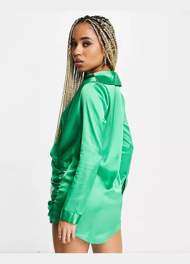 Зелена кежуал атласна сукня-сорочка Asos однотонна