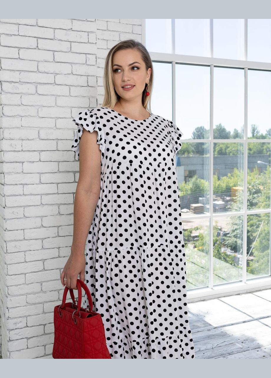 Белое вечернее платье прима 50 белый горох 0319 Vlavi