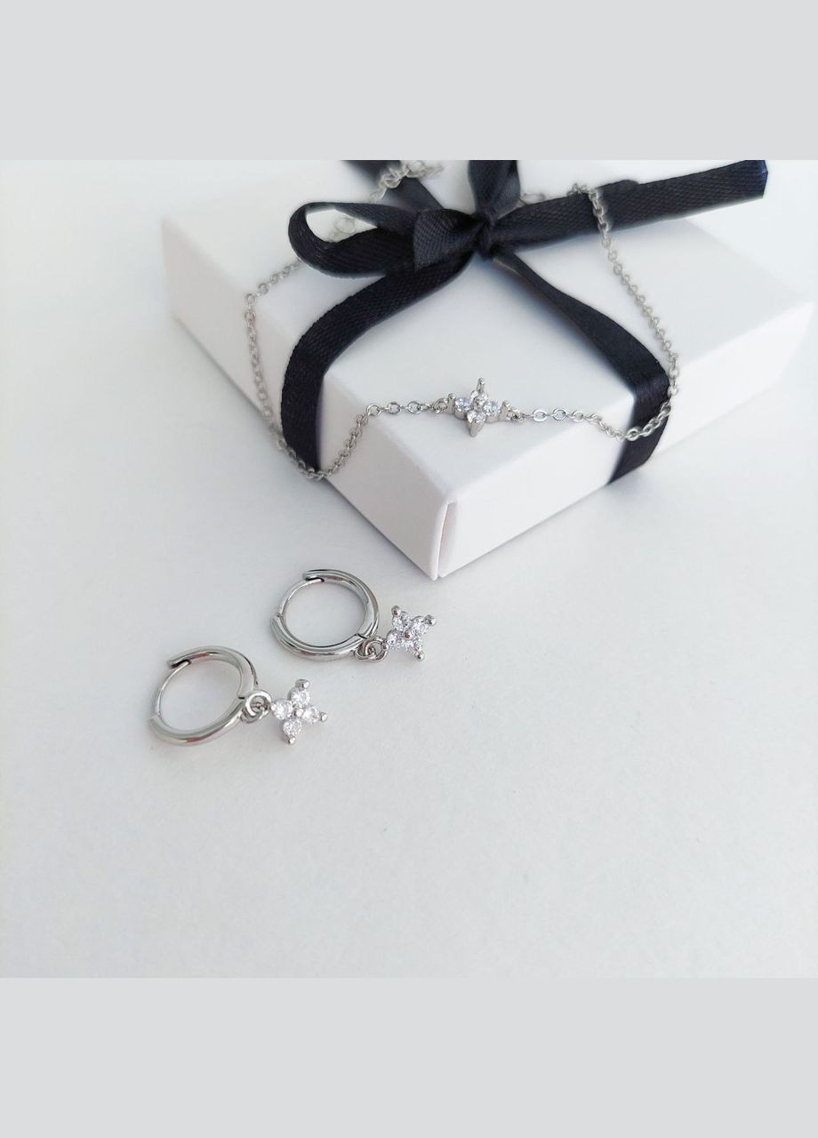 Комплект ювелирной бижутерии из 3-х украшений посеребренный DeKolie (296481815)