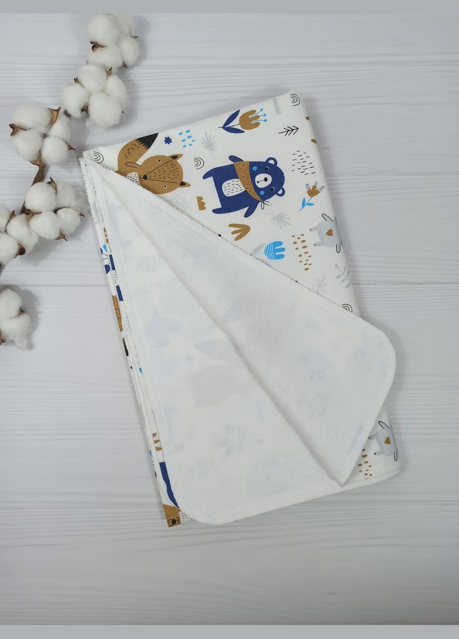 Набір для новонародженого: 3 пелюшки і гризунець з тримачем a.l.babybox Лісові мешканці на галявині Блакитний No Brand (308752192)