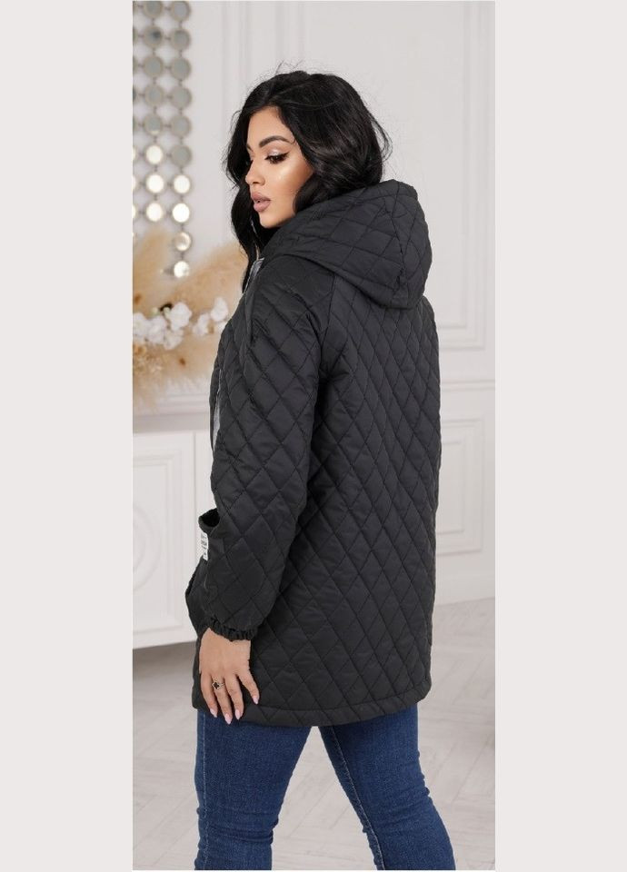 Чорна демісезонна куртка жіноча жіноча демісезонна hp-6453 чорний, 48-50 Sofia