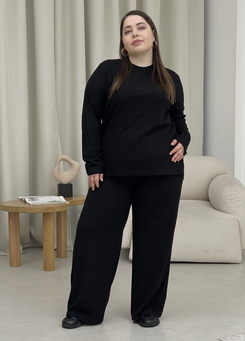 Костюм в рубчик с широкими штанами Merlini Менто (303933260)