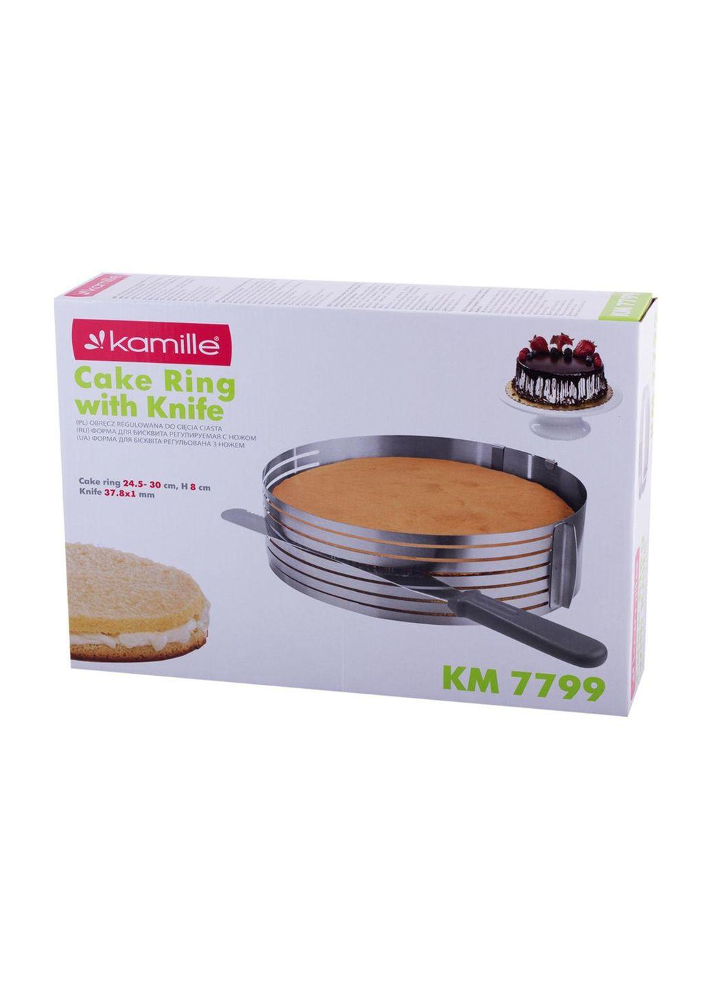 Форма для выпички и нарезки бисквита регулируемая с ножом 245-330 мм Kamille (366217595)