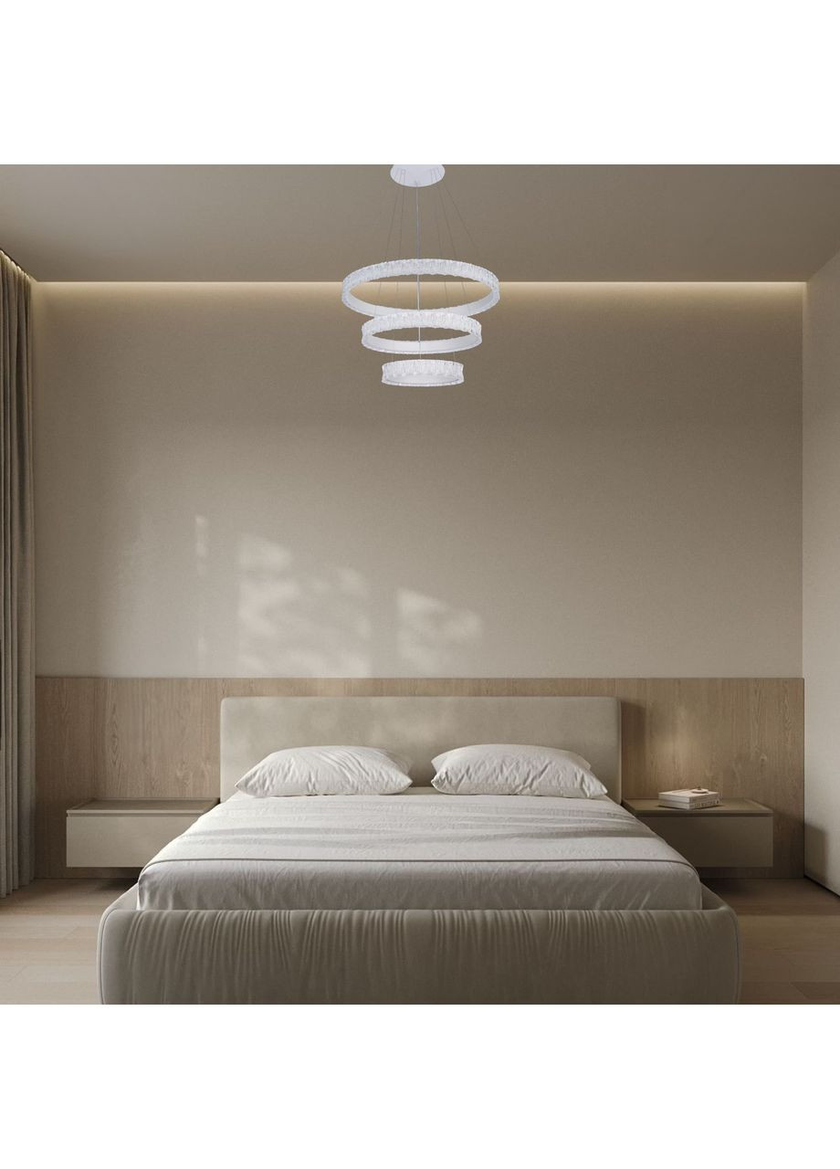 Підвісна led люстра 94W 40+60+80см в білому кольорі (87-5127 (400+600+800) WH) No Brand (370070212)