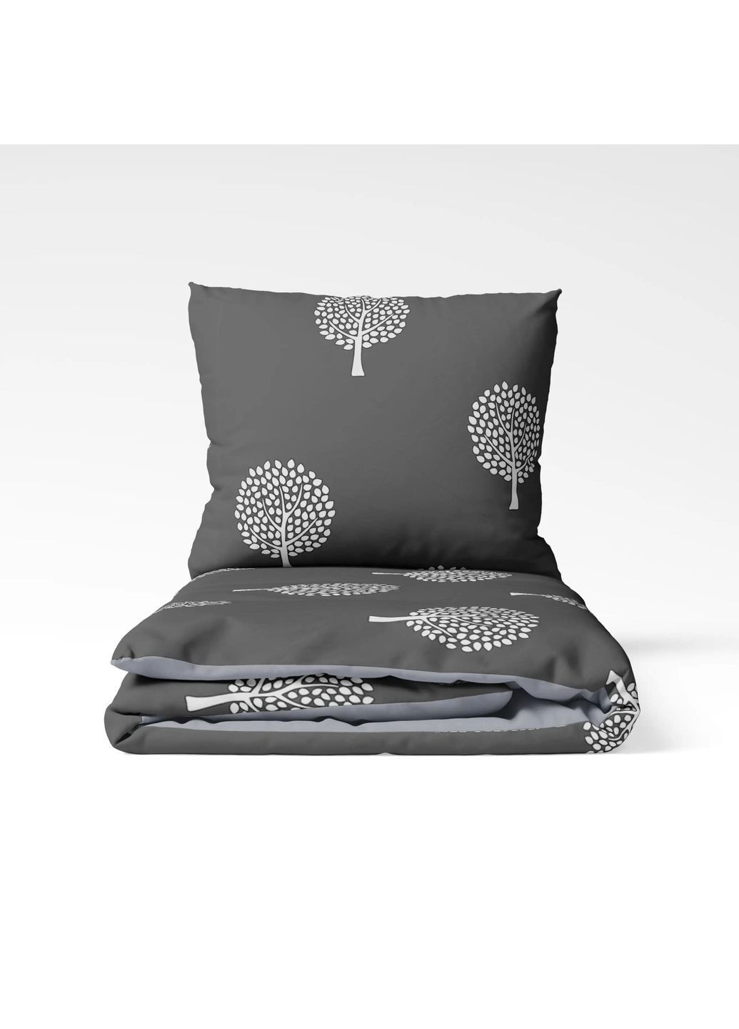 Евро комплект постельного белья Ранфорс с наволочками 50*70 см, 115 гр/м2 Mossy Fog Темно-серый (18200200215) ТЕП (365851660)