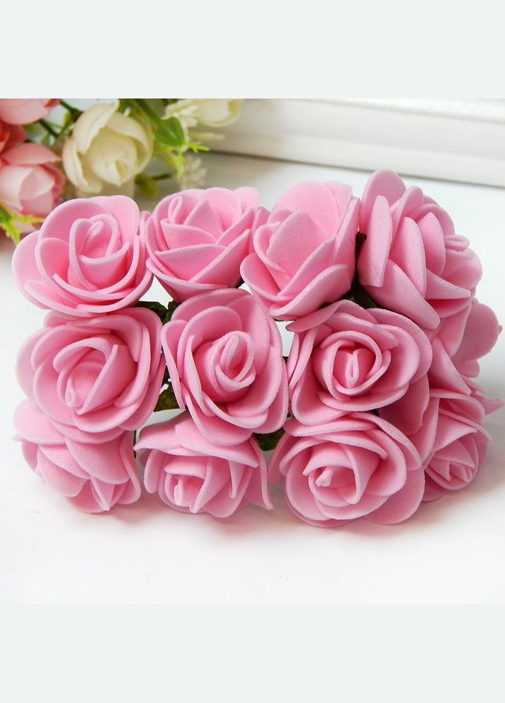 Букетик искусственных Роз из фоамирана, 2,5-3 см, розовый, 12 шт No Brand (340484968)