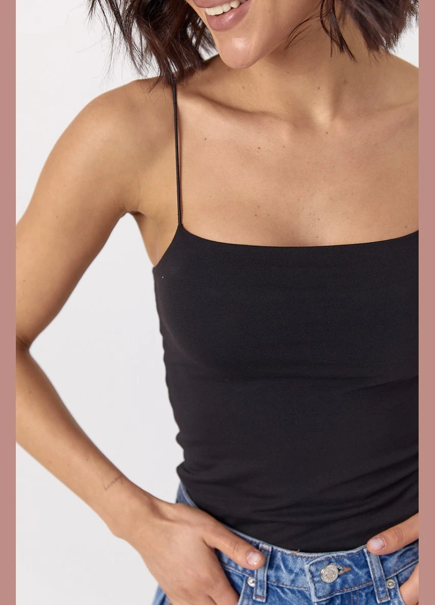 Хлопковая майка на тонких бретелях Lurex — 327088215