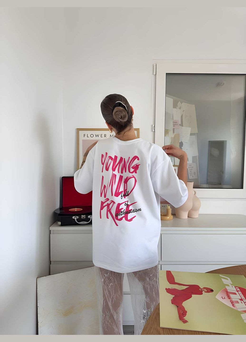 Женская качественная хлопковая футболка оверсайз с надписью wild one size хлопок белый Україна - (339402863)