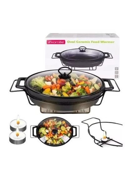 Мармит керамический овальный 3,5л. с подставкой KM-6430 Kamille (361386598)